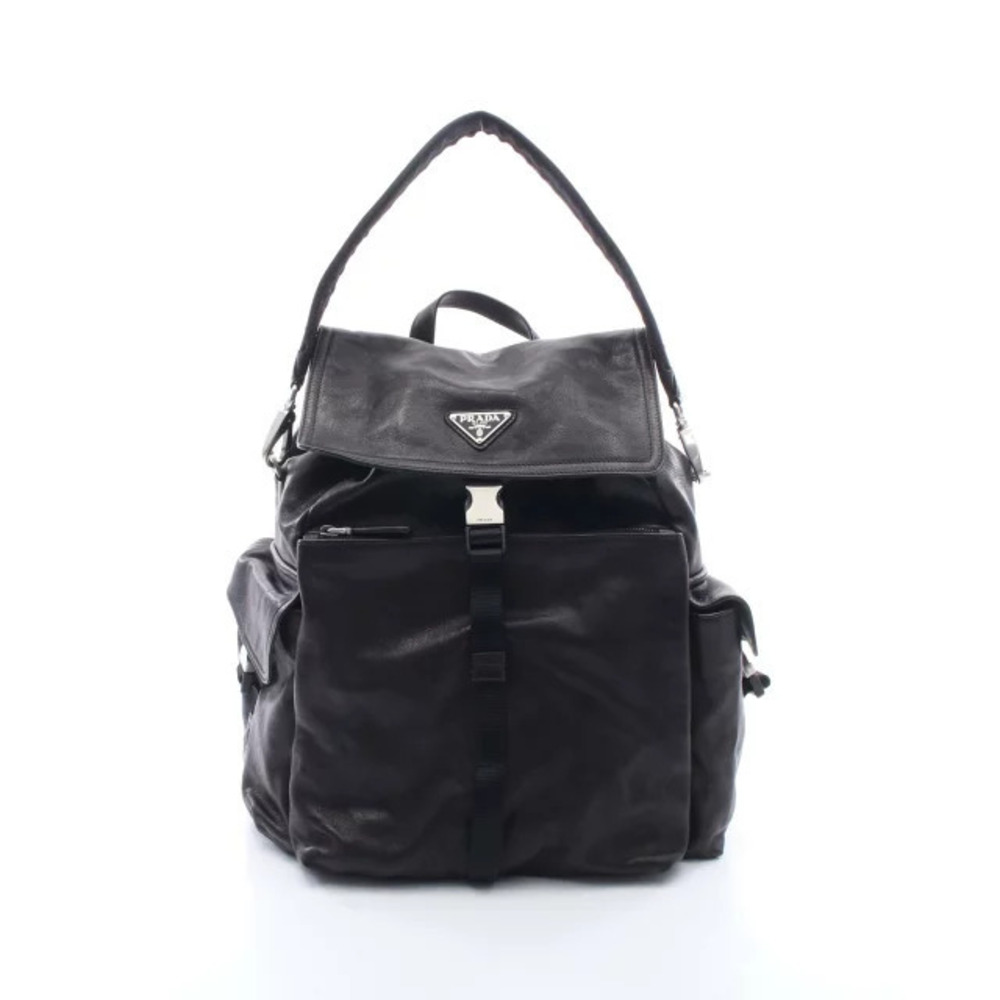 Prada Triangle Backpack Leather Black